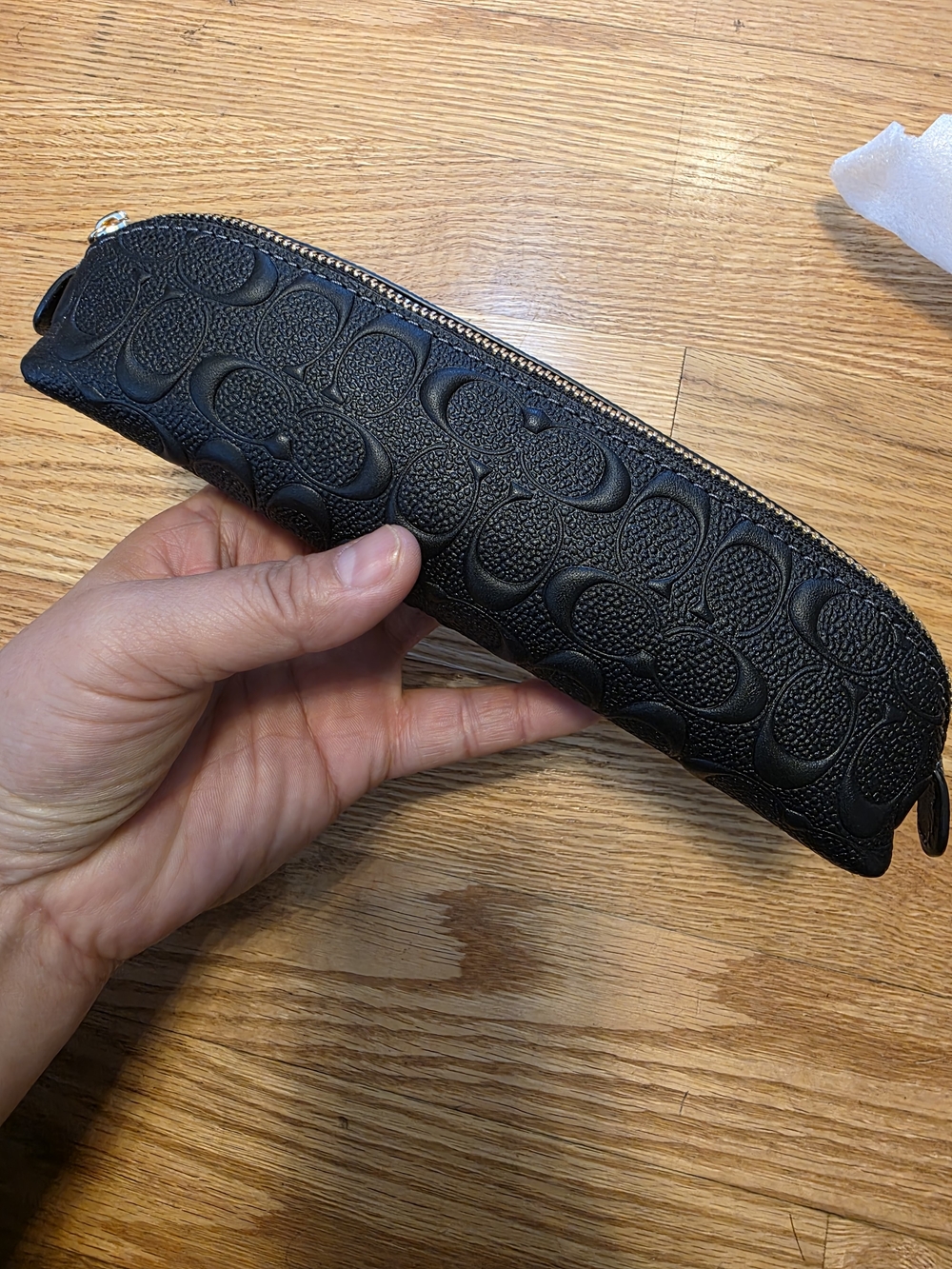 Coach Black Signature Leather Pencil Case